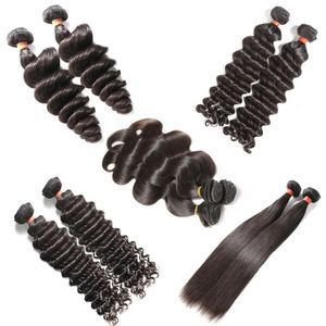 Wefts Best 10a Raw Virgin Human Hair Weave Brasilian Peruan Indian Malaysian Hair Body Wave rakt Löst djupt lockigt vattenvåg våt a