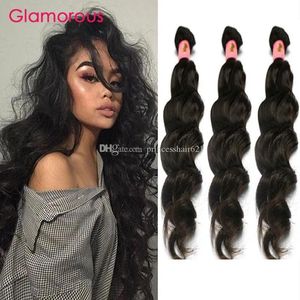 Trame glamour brasiliane capelli umani tessitura bundle naturali wave bundle wavy bundle 3 pezzi Lotto capelli brasiliani intrecciati per donne nere