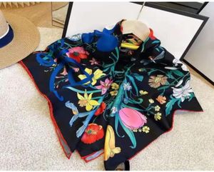 Luxury 100 Silk Square Scarf Pashmina For Women High Quality Designer Flower Floral Letter Tryckt Satin Alfabets halsdukar halsdukar 9992140