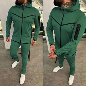 Herrspårsperioder Spring Zipper Hoodie Coat Long Pants 2pc Set Casual Sweatpants Outfit Fashion Solid Slim Men