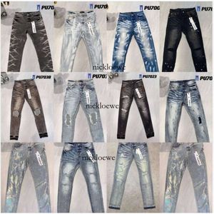 Luxo Roxo Jeans Moda Jeans Rasgados Jeans Masculinos Designers Jeans Homens Calças Pretas High-End Qualidade Design Retro Street Casual Sweatpants Designer Calças de Jogging Z6