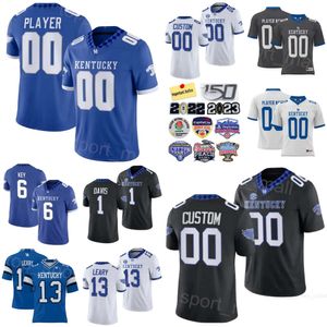 Men College Kentucky Wildcats Football 13 Devin Leary Jerseys University 1 Ray Davis 7 Barion Brown 31 Maxwell Hairston 9 Tayvion Robinson 54 DEryk Jackson 6 Dane Key