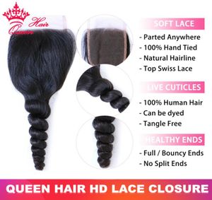 Verklig osynlig HD Lace Top Swiss Closure Loose Wave 4x4 5x5 6x6 LACE STÄNGNING BRAURILIAN VIRGIN HUMMA HÅRBOKTIONER4392353