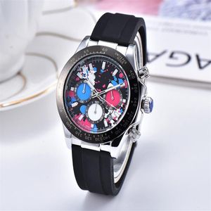 Good quality Fashion Brand Watches Men's Multifunction rubber band Quartz Calendar wrist Watch 3 small dials can work X89313J