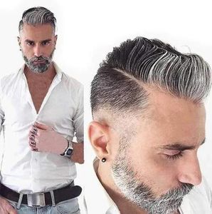 Perucas eversilky cinza peruca para homens pedaços de cabelo fino mono peruca masculina virgem cabelo humano