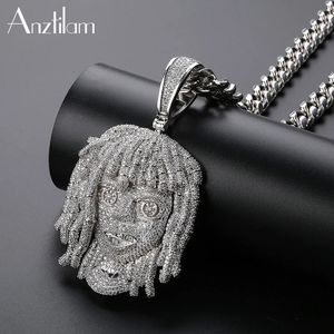 AZ US Famous Hip Hop Rapper Trendy Chain Pendant Necklace With Iced Out Bling AAA Zircon Stone Mens Overdimensionerade smycken 240102
