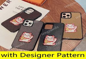 Nyaste Fashion L Designer Telefonfodral för iPhone 12 11 Pro Max XS XR XSMA 8Plus Top Quality Embroidered Pit Cat Leather TPU Luxury1319671