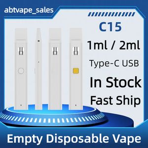 Wholesale Cheap Price C15 Disposable E Cigarettes 1ml 2ml Disposable Vape Pen Starter Kits Vaporizer Rechargeable Device Pod Coil Oil Carts Empty Cartridges Canada