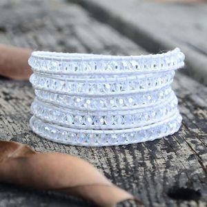 Brazalete clásico 5X pulsera envolvente 2018 traje de invierno pulsera envolvente de cristal pulsera de cuero blanco Dropship