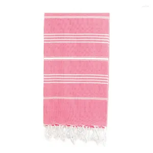 Полотенце из турецкого хлопка, довольно розовое, впитывающее для ванны, многофункциональное, домашний текстиль, пляжный в полоску с бахромой