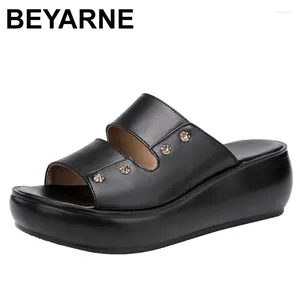 Sandals BEYARNE Wedges Middle Heel Sandal Women Summer Fashion Soft Bottom Platform Open Toe Large Size 41 42 43 White