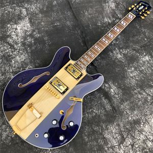 Grote Blue Gloss Finish Jazz Guitarra Elétrica Semi Hollow Archtop Maple Body