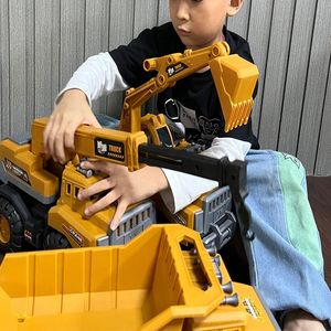 Large Childrens Car 4 Wheels Excavator Trucks Shovel Loader Tipper Mixer Lifting Crane Truck Model Transport Cart Kids Gifts 240103