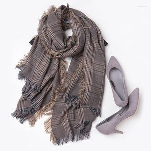 Lenços mulheres inverno estilo britânico tartan xadrez lã cachecol feminino quente macio cashmere pashmina xale envolve bufandas 2024