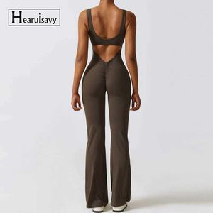 Kadınların eşofmanları v arka spor salonu seti kadınlar tek parçalı takım elbise seksi yoga takım elbise alevli pantolon kadın spor tulum fitness rhpers egzersiz bodysuits kadın j240103