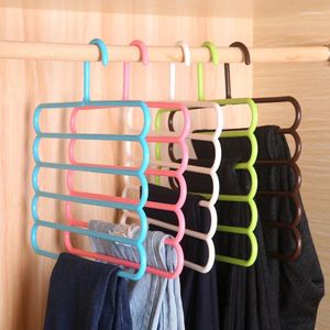 Hangers Multi Functional Color Five Layer Rack Dry And Wet Dual Use Pants Clip Multi-layer Plastic Hanger Wardrobe Magic