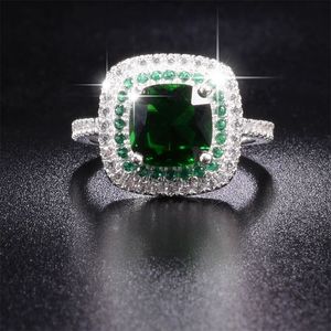 T GG Real 100% 925 Anéis de Prata Esterlina Joias de dedo Eterno natural verde pedra preciosa Anel de Noivado de Casamento para Mulheres