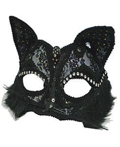 Venezianische Maskerade-Maske für Damen, sexy, schwarzer Glitzer, ausgefallene Katzen-Spitzen-Augenmaske, Halloween-Katzen-Spitzen-Augenmaske HJ1206841705