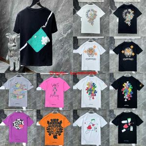 Novo estilo Mens Clássico Camiseta Coração Moda Ch Balck Alta Qualidade Marca Carta Sânscrito Cross Pattern Sweater T-shirts Designers Chromes Pulôver Tops Hip Hop 41Z1