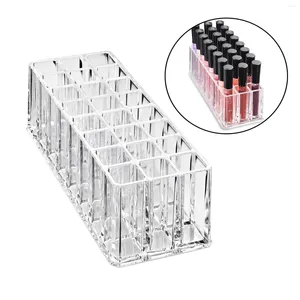 Scatole portaoggetti 24 slot Porta rossetto Pennelli trucco Display Custodia organizer in acrilico trasparente per vanità del cassetto del bagno