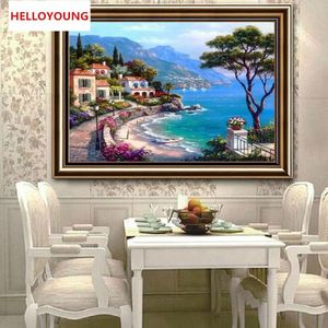 Paintings DIY Full Diamonds Embroidery Mediterranean landscape Round Diamond Painting Cross Stitch Kits Diamond Mosaic Home Decor