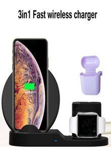 New 3 in 1 Fast Wireless Charger Dock 10W quick Charging Stand For Phone 11 XS Max Watch note 20 S21 DHL ship7781212