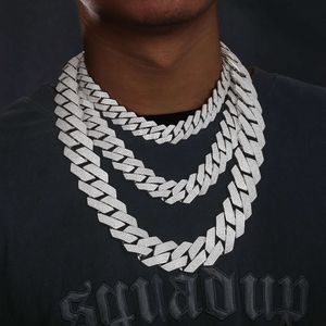 Catena cubana per rapper hip-hop in argento 925 20 mm di larghezza 3 file Vvs Moissanite Collana a catena a maglia cubana completamente ghiacciata catena di moissanite catena ghiacciata