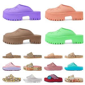 Top Quality Famous Designer Sandals Women Men Platform Slippers Printed Embroidered Slide Flats Brown Slides Leathe Luxury Shoes Woman Dh gate