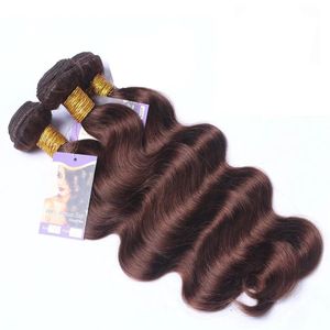 Przedłużenia malezyjskie ludzkie włosy wiązki #2 ciemnobrązowe fala ciała Virgin Hair Wefts w kolorze czekolady fala ciała przedłużenia macho kolor 3