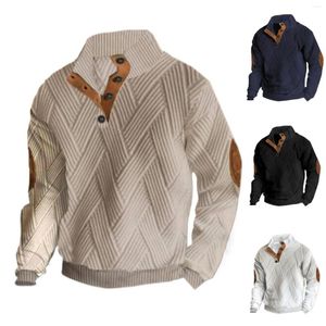 Herren-Kapuzenpullover, karierter Druck, Knopf, lässiges Sweatshirt, modisch, bequem und locker sitzender Ups-Pullover, große Herren-Sweatshirts