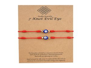 7 knutar blå ondt ögonarmband papperskort armband justerbar lycklig röd sträng armband par smycken vänskap armband 2pscs5460827