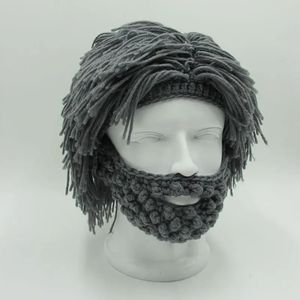 Wig Beard Hats Hobo Mad Scientist Caveman Handmade Knit Warm Winter Cap Men Women Halloween Gifts Funny Party Beanies 5 Colours 240103
