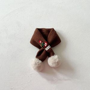 Scarves Christmas Children Scarf Cozy Winter For Kids Tree Elk Decor Plush Balls Velvet Woolen Antlers Outdoor Warmth