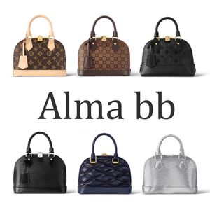 Designer bag Top quality Alma BB Shell bag embossed Real Leather Tote Womens Luxurys handbag Shoulder bag strap Purse epi pochette mens Crossbody Clutch Silver Bags