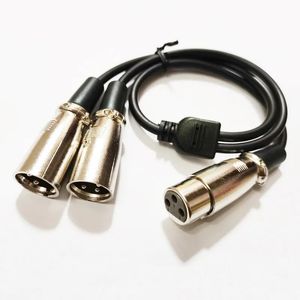 Conectores cabos de áudio, xlr 3pin fêmea para duplo xlr3pin macho divisor de áudio cabo conector de extensão de microfone cerca de 0.5m/1 peça