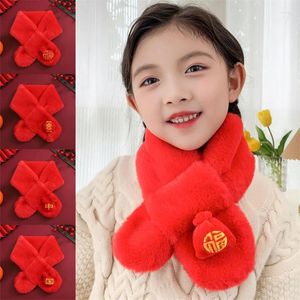 Scarves Fashion Children'S Scarf Chinese Red Imitation Hair Little Girl Baby Celebration Kindergarten Gifts