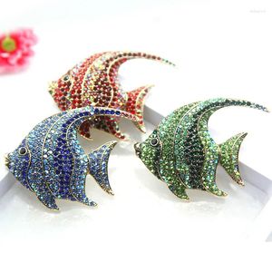 Brooches Women Metal Flat Fish Buckle Brooch Sparkling Rhinestone Office Casual Animal Pins Mother's Day Gifts
