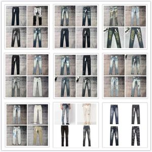 Varumärkesdesigner rippade jeans män tiggar långa byxor Europa och USA: s nya mäns mode rippade små fotbyxor en mängd olika flerfärgade konventionella jeans z6