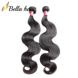 Wefts Kambodian Europejski Mongolski Dziewicze Human Hair Weave Naturalny kolor ciała Wave Weft Remy Włosy 830 2pc/Lot Bellahair