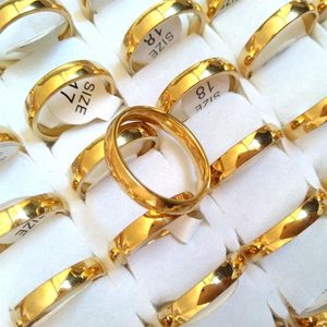 50 pezzi oro 4mm anelli di fidanzamento matrimonio uomo donna acciaio inossidabile 316L anelli di barretta a fascia liscia amanti comfort-fit di alta qualità Cou248F