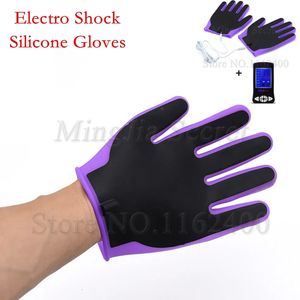 Guanti in silicone Electro Shock Orgasmo al seno Stimolatore per massaggi corpo Fetish Kit elettrico Giochi per adulti Giocattoli sessuali per uomini Donne 240102