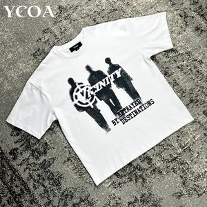 Men streetwear hip hop t koszula ponadwymiarowa graficzna retro vintage harajuku luźne bawełniane koszulki koreańskie moda estetyczna Y2K 240103