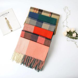 Scarves Wide Lattices Scarf Knitted Plaid Autumn Winter Cashmere Shawl Wrap Long Blanket Warm Tippet