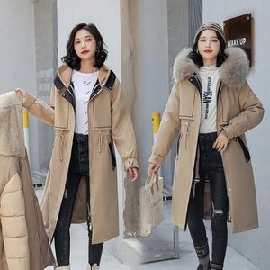 Jackets 2023 New Winter Jacket Women's Thick Warm Fur Lining Long Parka Fur Collar Hooded Coat Casual Jacket Detachable Parkas Mujer