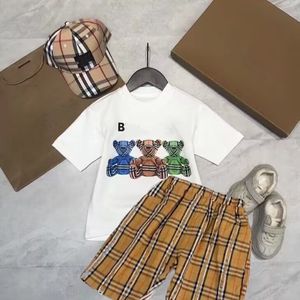 Novo designer conjunto de roupas infantis verão meninos e meninas agasalho bebê manga curta roupas para crianças tamanho 90cm-150cm b15