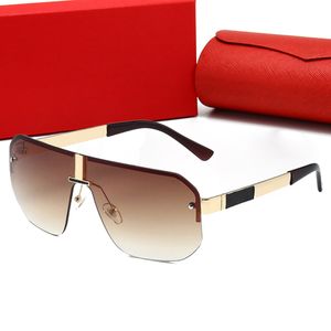 Herren-Designer-Sonnenbrille, Damen-Sonnenbrille, rahmenlose Herren-Sonnenbrille, Strand-Straßenfoto, einzigartige große Sonnenbrille, Vollrahmen, mit Box 41J5