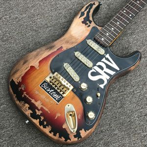 Handmade Vintage Sunburst envelhecido Relic permanece guitarra elétrica SRV
