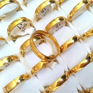 50pcs Gold 4mm Wedding Engagement Rings Men Women 316L Stainless Steel Plain Band Finger Rings High Quality Comfort-fit Lovers Cou258d