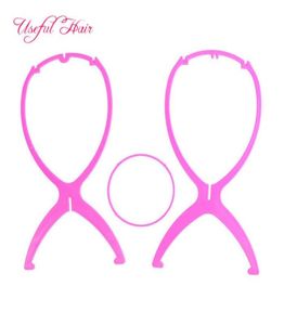 Showing wigs stands Wig Stand for lace front short bob human hair wigs Portable Folding Plastic Stable inquary colored blue 165in6640817