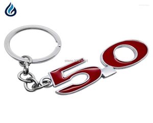 Keychains Metal 50 Emblem Red Black Car Keychain Keyring Key Rings Fit For Mustang GT V8 Coyote Chain Accessories Miri227200056